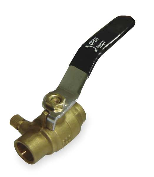 Zoro Select 3/4" Sweat Brass Ball Valve with Drain Inline 107-554