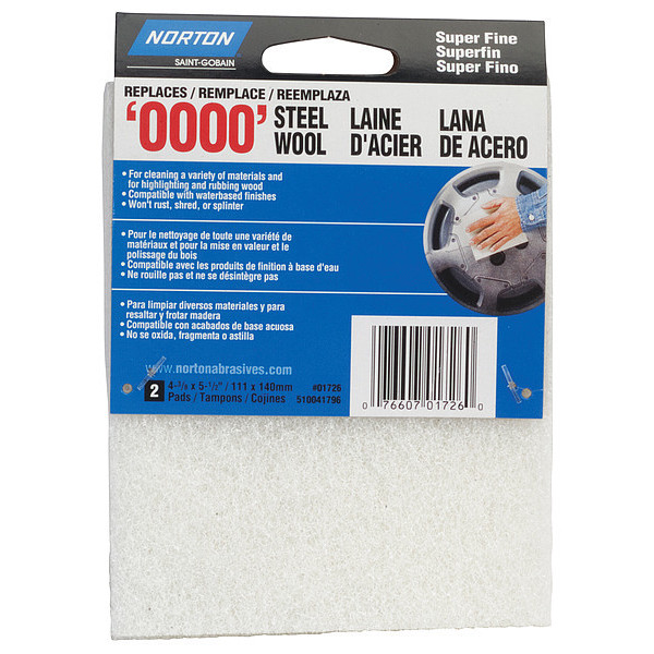 Norton Abrasives Sanding Wool Pad, Super Fine, PK2 07660701726