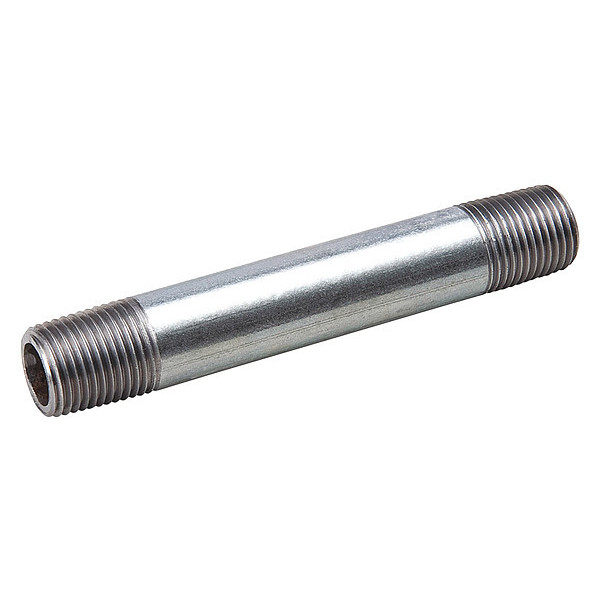Zoro Select 1-1/4" MNPT x 6" TBE Galvanized Steel Pipe Nipple Sch 160 87710