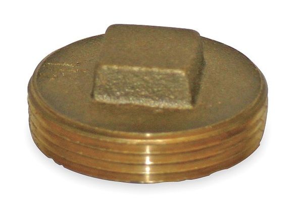 Zoro Select Brass Raised Square Head Plug, MNPT, 1-1/4" Pipe Size 156-020