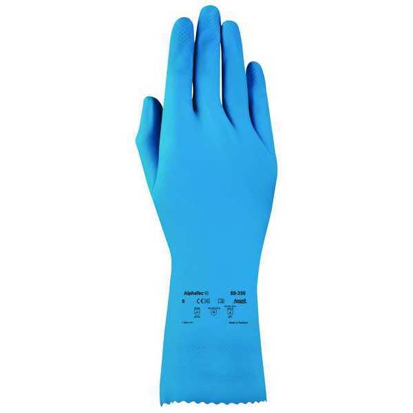 Ansell 12" Chemical Resistant Gloves, Natural Rubber Latex, 7, 1 PR 88-356