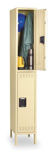 Tennsco Wardrobe Locker, 15 in W, 18 in D, 78 in H, (1) Wide, (2) Openings, Sand DTK-151836-1SD