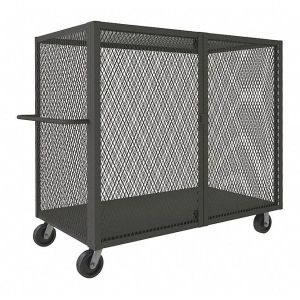 Zoro Select Dual-Latch Welded Mesh Security Cart with Fixed Shelves 2,000 lb Capacity, 32 in W x 66 1/2 in L x HTL-3060-DD-95