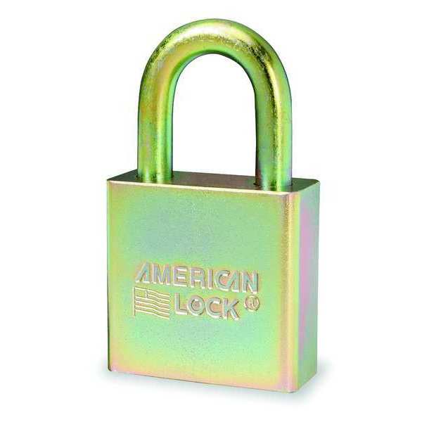 American Lock Padlock, Keyed Different, Standard Shackle, Rectangular Steel Body, Boron Shackle, 3/4 in W A5200GLN