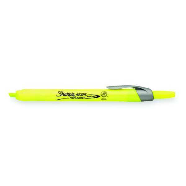 Sharpie Retractable Highlighter, Micro Chisel Tip Fluorescent Yellow PK12 28025