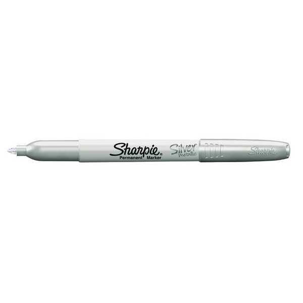 Sharpie Metallic Permanent Markers, Fine Point, Silver, 12 Count