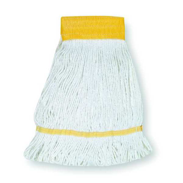 Tough Guy 5in String Wet Mop, 12oz Dry Wt, Clamp/Quick Chnge/Side-Gate Connect, Loop-End, White, Cotton, 1TYK8 1TYK8
