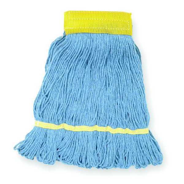 Tough Guy 5in String Wet Mop, 12oz Dry Wt, Clamp/Quick Chnge/Side-Gate Connect, Loop-End, Blue, Rayon/Synthetic 1TYX3