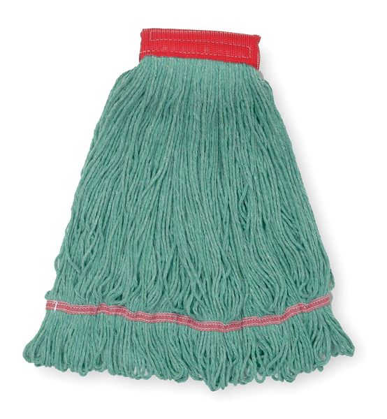 Tough Guy 5in String Wet Mop, 22oz Dry Wt, Clamp/Quick Chnge/SideGate Connect, Loop, Green, Cotton/Synthtc, 1TYV6 1TYV6