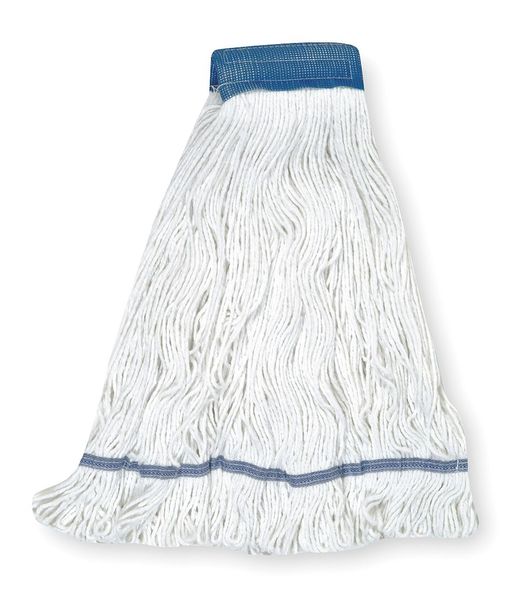 Tough Guy 5in String Wet Mop, 26oz Dry Wt, Clamp/Quick Chnge/Side-Gate Connect, Loop-End, White, Cotton, 1TYX2 1TYX2