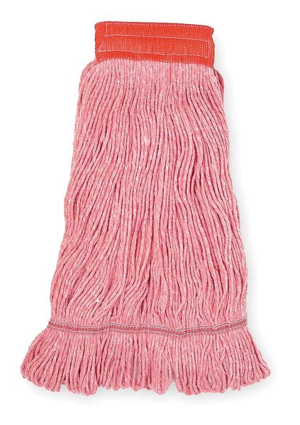 Tough Guy 5 in String Wet Mop, 22 oz Dry Wt, Side Gate Connection, Looped-End, Red, Rayon/Synthetic Blend 1TYY2
