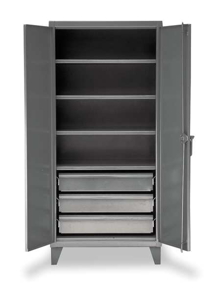Strong Hold 12 ga. ga. Steel Storage Cabinet, 36 in W, 78 in H, Stationary 36-244-3DB