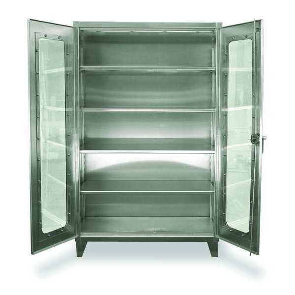 Strong Hold 12 ga. ga. Stainless Steel Storage Cabinet, 48 in W, 78 in H, Stationary 46-LD-244SS