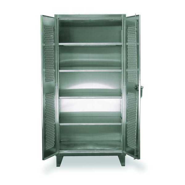 Strong Hold 12 ga. ga. Stainless Steel Storage Cabinet, 36 in W, 78 in H, Stationary 36-V-244SS