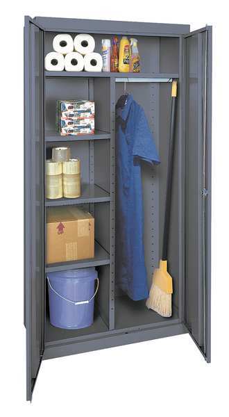 Zoro Select 16/20/22 ga. ga. Steel Storage Cabinet, 36 in W, 78 in H, Stationary 1UEY7