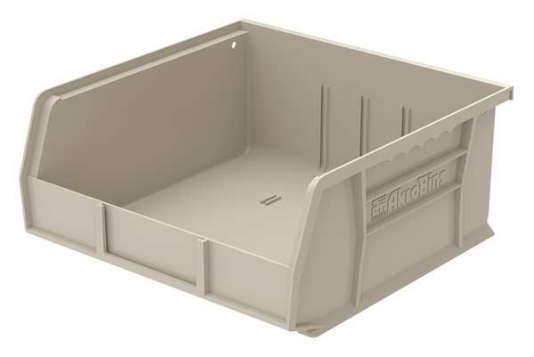 Akro-Mils 50 lb Hang & Stack Storage Bin, Plastic, 11 in W, 5 in H, 10 7/8 in L, Beige 30235STONE