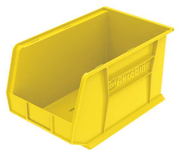 Akro-Mils 60 lb Hang & Stack Storage Bin, Plastic, 11 in W, 10 in H, 18 in L, Yellow 30260YELLO