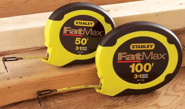 Stanley Long Measuring Tape Rule, Yellow, 50' x 3/8