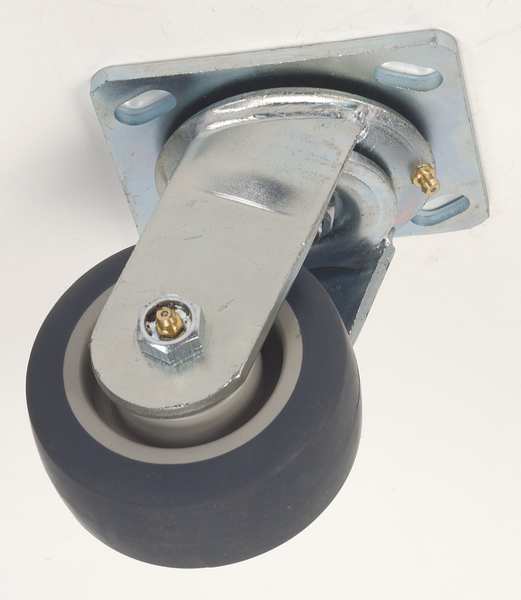 Zoro Select Swivel Plate Caster, Therm Rubber, 4 in, 350 lb 1ULH9