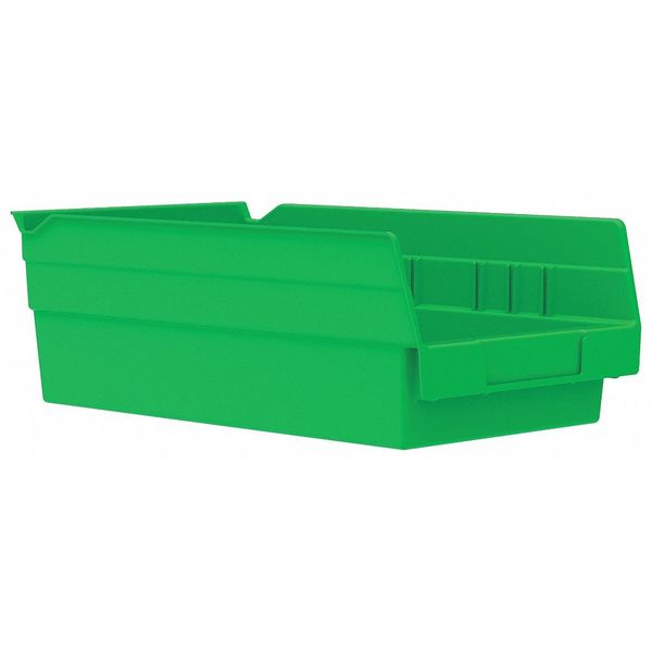 Akro-Mils 15 lb Shelf Storage Bin, Plastic, 6 5/8 in W, 4 in H, Green, 11 5/8 in L 30130GREEN