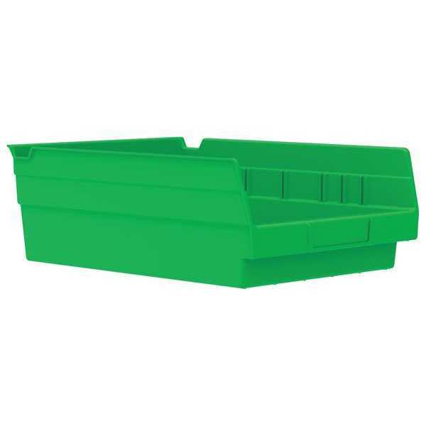 Akro-Mils 15 lb Shelf Storage Bin, Plastic, 8 3/8 in W, 4 in H, Green, 11 5/8 in L 30150GREEN