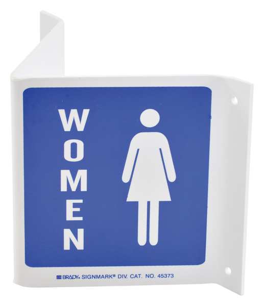 Brady Restroom Sign, 5-1/2" Height, 10-3/8" Width, Plastic, Rectangle, English 45373