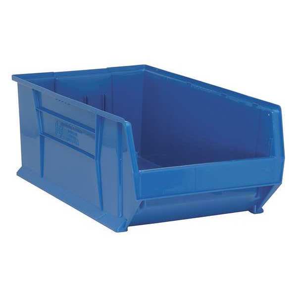 Quantum Storage Systems 150 lb Storage Bin, Polypropylene/Polyethylene, 18 1/4 in W, 12 in H, Blue, 29 7/8 in L QUS975BL