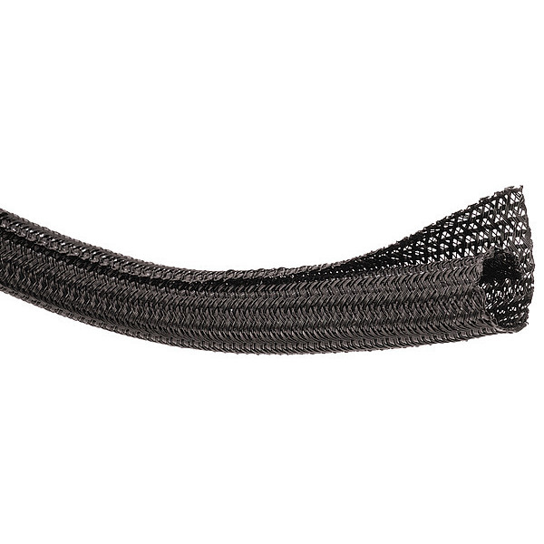 Techflex Braided Sleeving, 2.000" In., 50 ft., Black F6N2.00BK