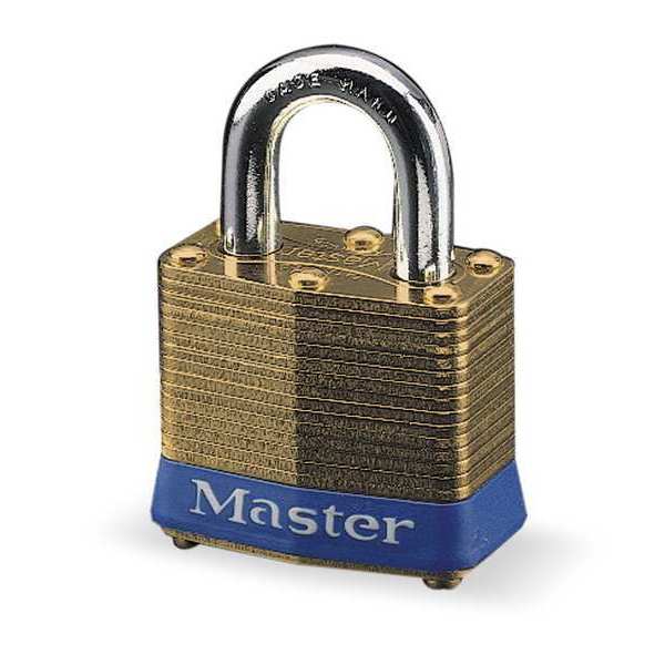 Master Lock Padlock, Keyed Different, Standard Shackle, Rectangular Brass Body, Steel Shackle, 5/8 in W 4