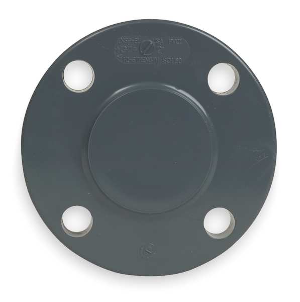 Zoro Select CPVC Blind Flange, Schedule 80, 2" Pipe Size, Flanged 9853-020
