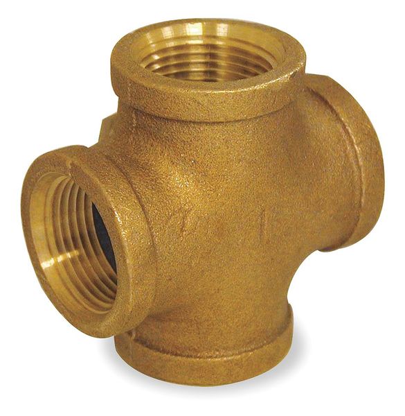 Zoro Select Red Brass Cross, FNPT, 1/2" Pipe Size 1VFB9