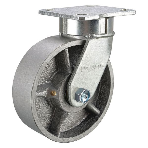 Zoro Select Kingpinless Swivel Caster, Ductile Iron, 8in, 1400lb P25S-D080R-14-H10