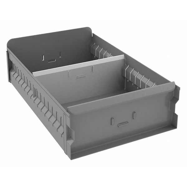 Zoro Select Drawer Storage Bin, Steel, 11 1/8 in W, 4 1/2 in H, 17 in L, Gray BX-1118