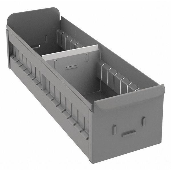 Zoro Select Drawer Storage Bin, Steel, 5 1/2 in W, 4 1/2 in H, Gray, 17 in L BX-518