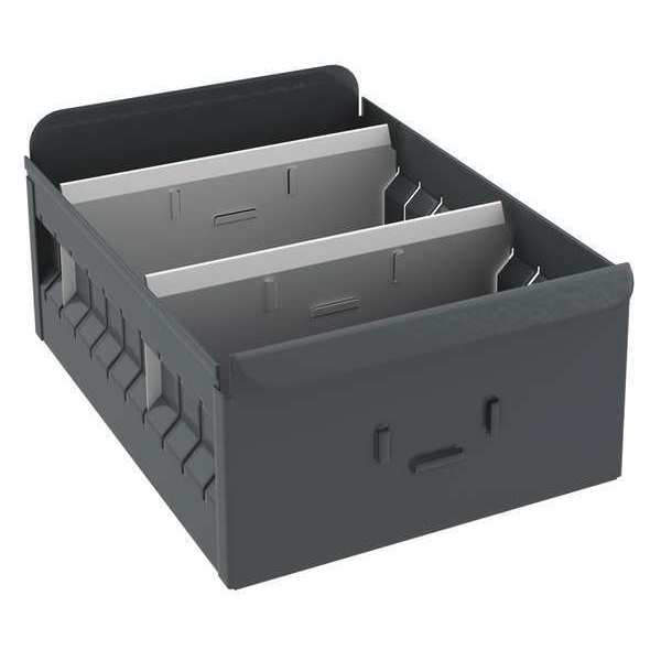Zoro Select Drawer Storage Bin, Steel, 8 1/4 in W, 4 1/2 in H, Gray, 11 in L 1VL74