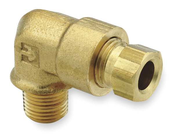 Pipe Fitting, Elbow, 90-Degree, Lead-Free Brass, 1/4 Compression x
