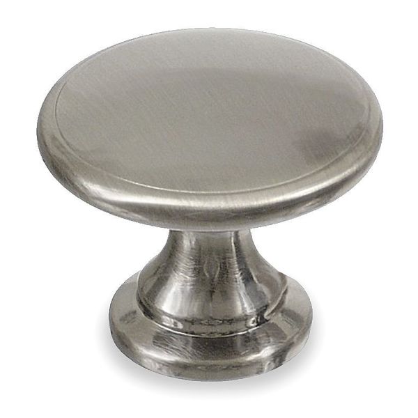 Zoro Select Cabinet Knob, Zinc Die-Cast, Satin Nickel, Proj. 1-1/8" 1WAJ5