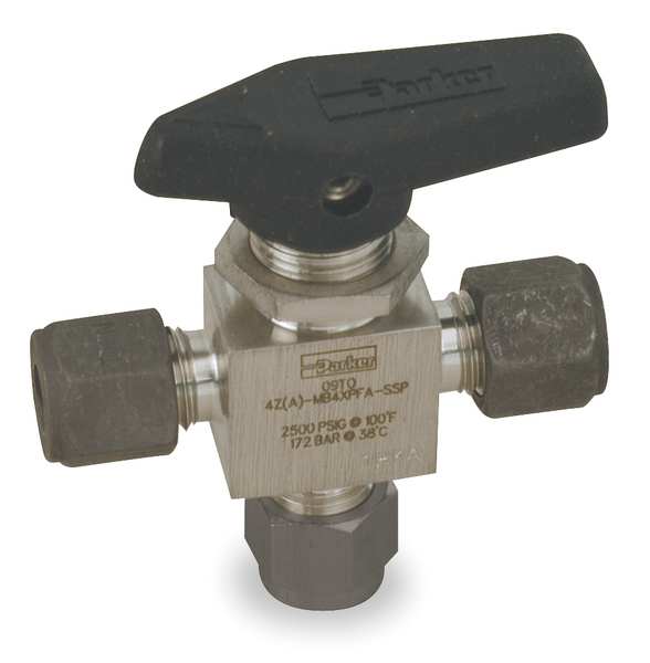 Parker 3/8" Compr Stainless Steel Mini Ball Valve 3-Way 6Z-MB6XPFA-SSP