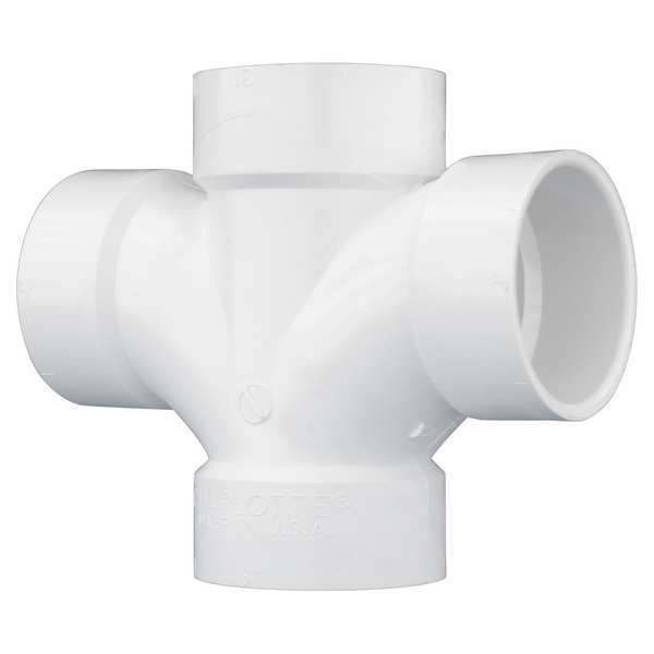 Zoro Select PVC Double Sanitary Tee, Hub, 3 in Pipe Size 1WJT2