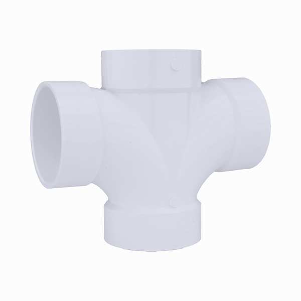 Zoro Select PVC Double Sanitary Tee, Hub, 4 in Pipe Size 1WJT4