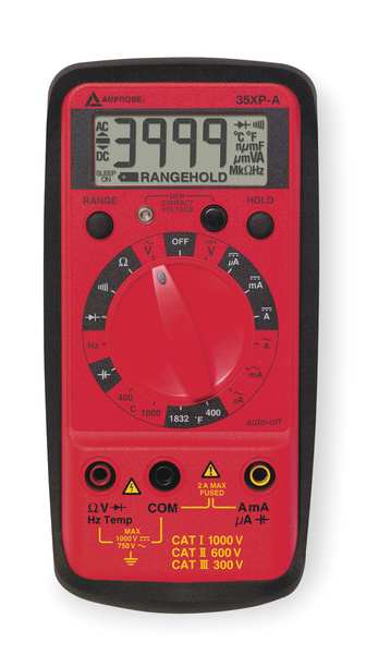 Amprobe Digital Multimeter, 750 Max. AC Volts, 1,000 Max. DC Volts, 2 Max. AC Amps, 2 Max. DC Amps 35XP-A