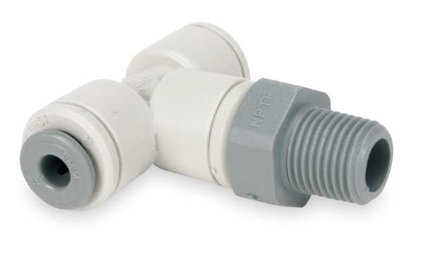John Guest Push-to-Connect, Threaded Swivel Branch Tee, 1/4 in Tube Size, Acetal, Gray, 10 PK PI100822S-PK10