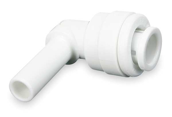 John Guest Push-to-Connect Plug-In Elbow, 1/4 in Tube Size, Acetal, White, 10 PK CI2220808W-PK10