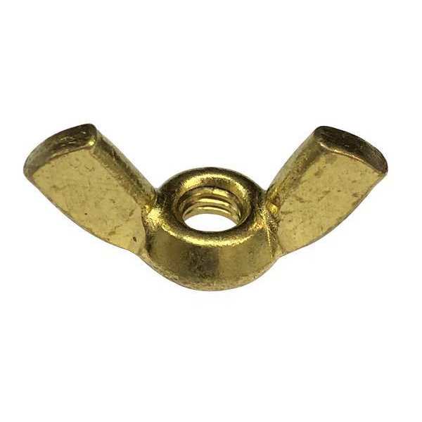 Zoro Select Wing Nut, 1/2"-13, Brass, Plain, 1 in Ht, 1-15/16 in Max Wing Span, 5 PK 1WY83