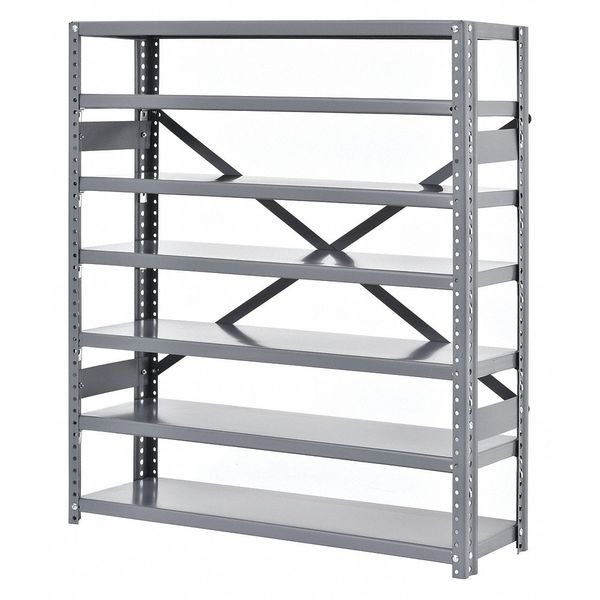 Edsal Steel Bin Shelving, 36 in W x 42 in H x 12 in D, 7 Shelves, Gray CC40R