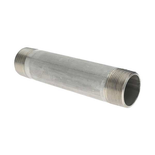 Zoro Select 1" MNPT x 3" TBE Stainless Steel Pipe Nipple Sch 40 T6BNF04