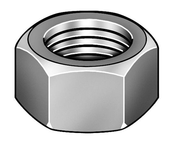 Zoro Select Hex Nut, 1/2"-20, Steel, Not Graded, Black Oxide, 7/16 in Ht, 50 PK HNFI5050LH-050BX