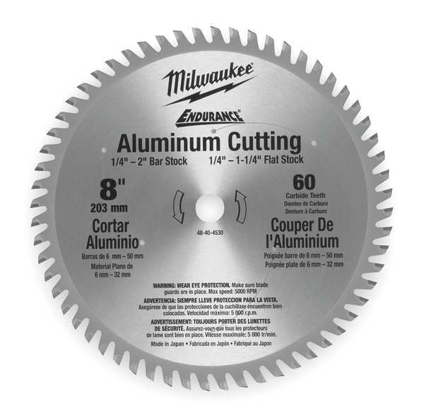 Milwaukee Tool 8", 60-Teeth Bar Stock and Flat Stock Circular Saw Blade 48-40-4540