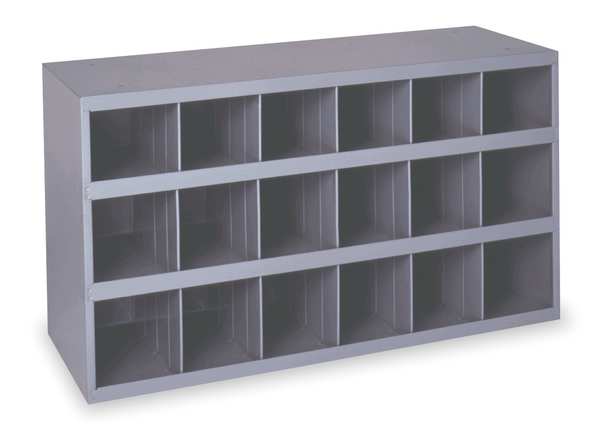 Durham Mfg Prime Cold Rolled Steel Pigeonhole Bin Unit, 12 in D x 19 1/4 in H x 33 3/4 in W, 3 Shelves, Gray 354-95