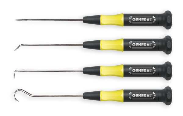 General Tools Probe Set, 1 Straight, 1 Hook, 2 Bent, 4 Pc 60004